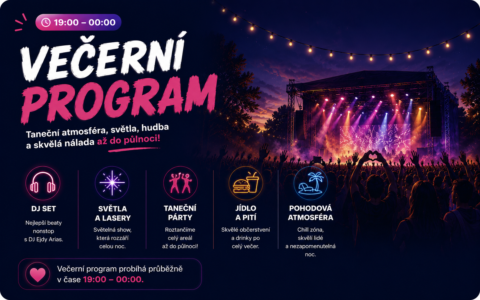 Večerní program Fajn Festival 19:00 až 00:00